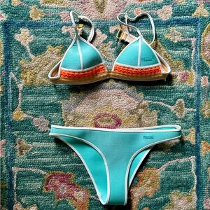 Triangl Teal and Orange Bikini Set xxs